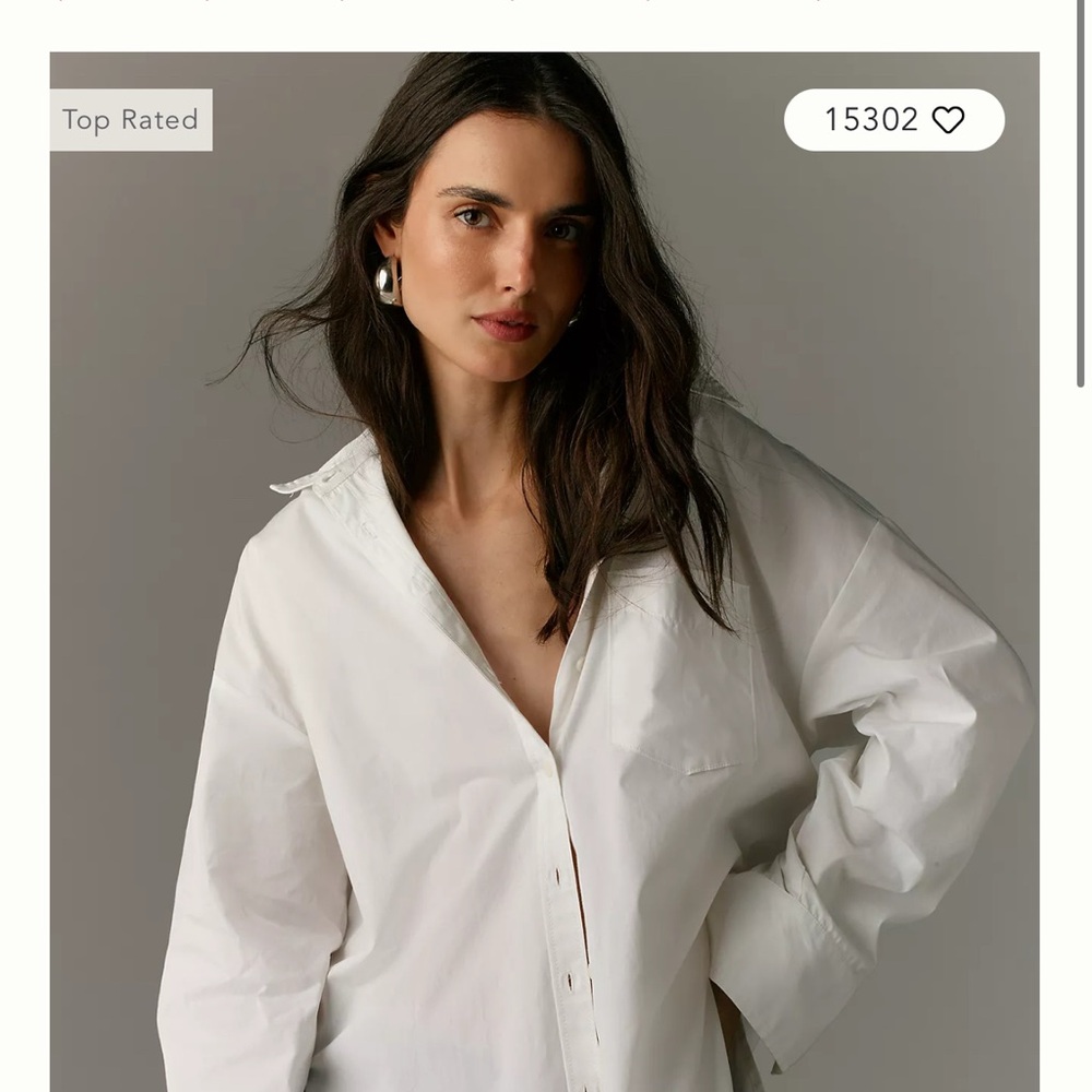 Maeve Classic White Button Down Shirt